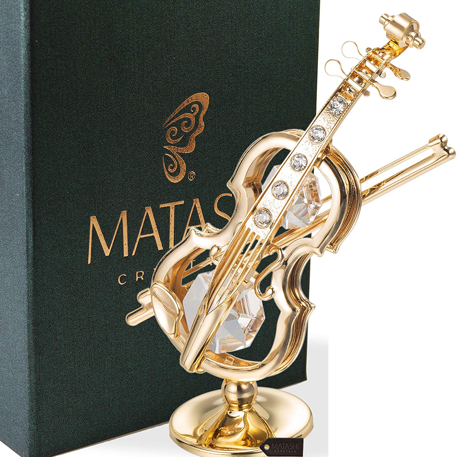 Matashi 24K Gold Plated Crystal Studded Violi…