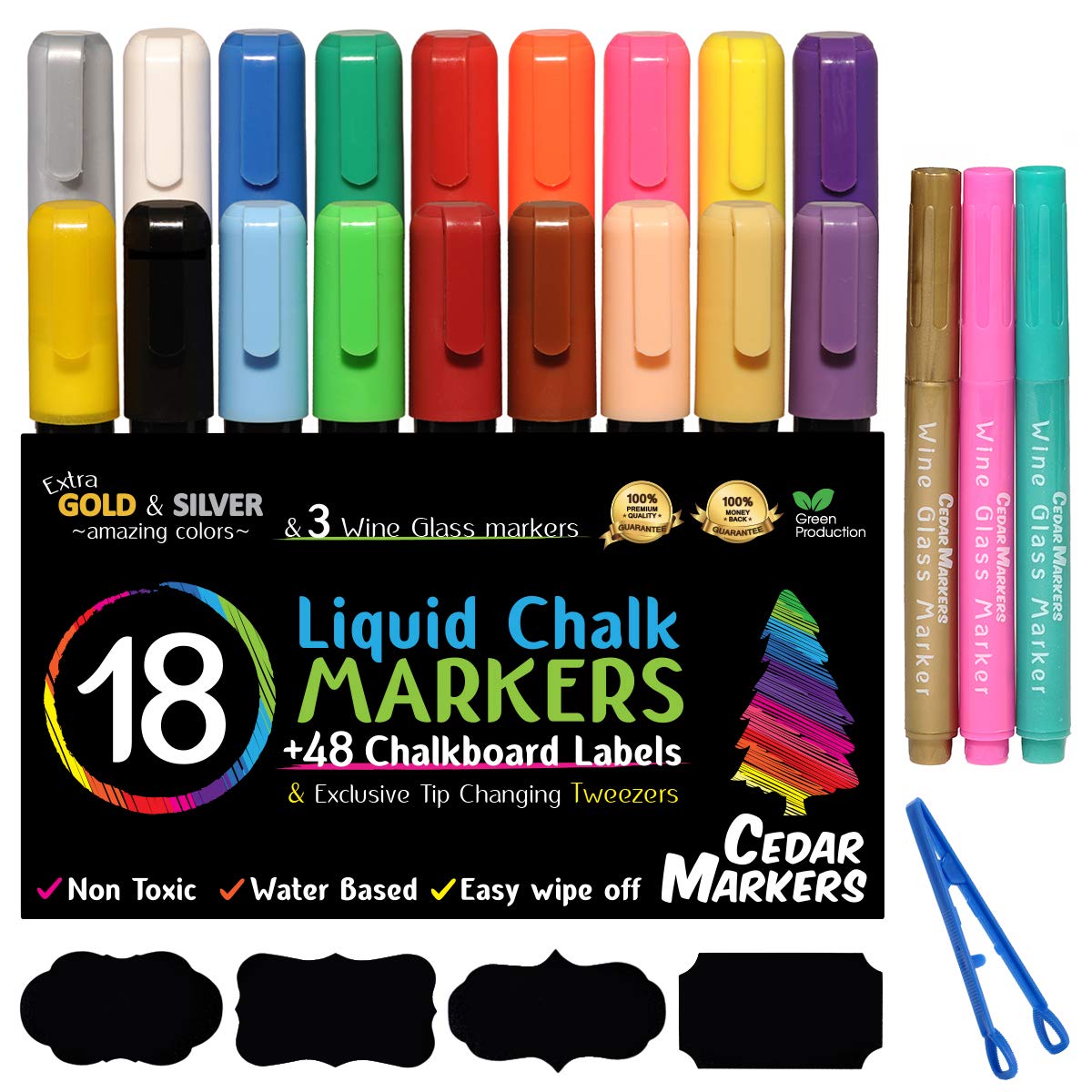Cedar Markers Liquid Chalk Markers - 18 Pack …