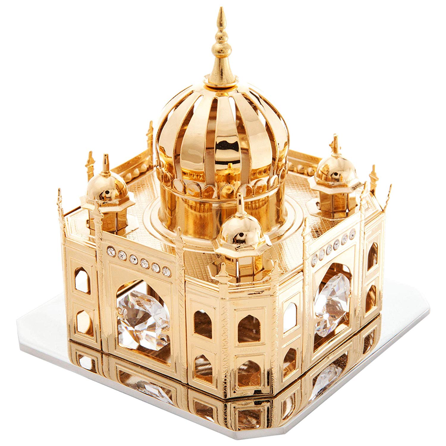 24K Gold Plated Crystal Studded Mosque Orname…