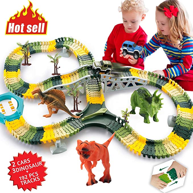 HOMOFY Dinosaur Toys 192Pcs Race Car Flexible…