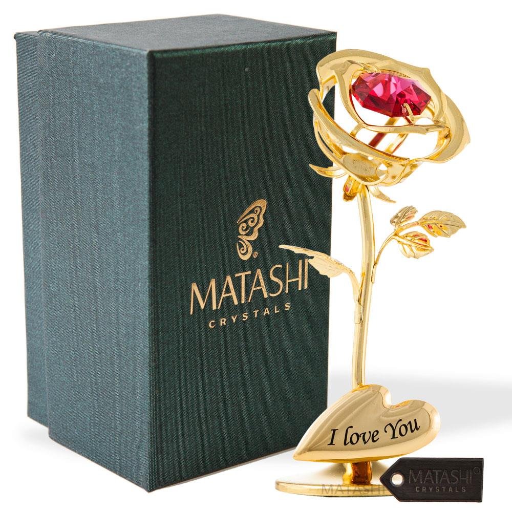 Matashi Single 24k Gold Plated Rose Flower Ta…