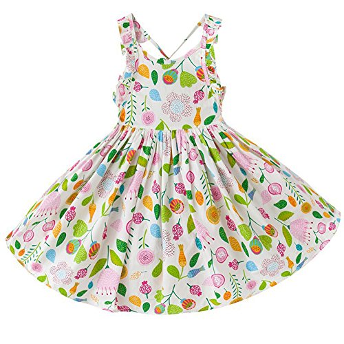 Bcaur Girls' 2T-12 Cotton Floral Dress Summer…