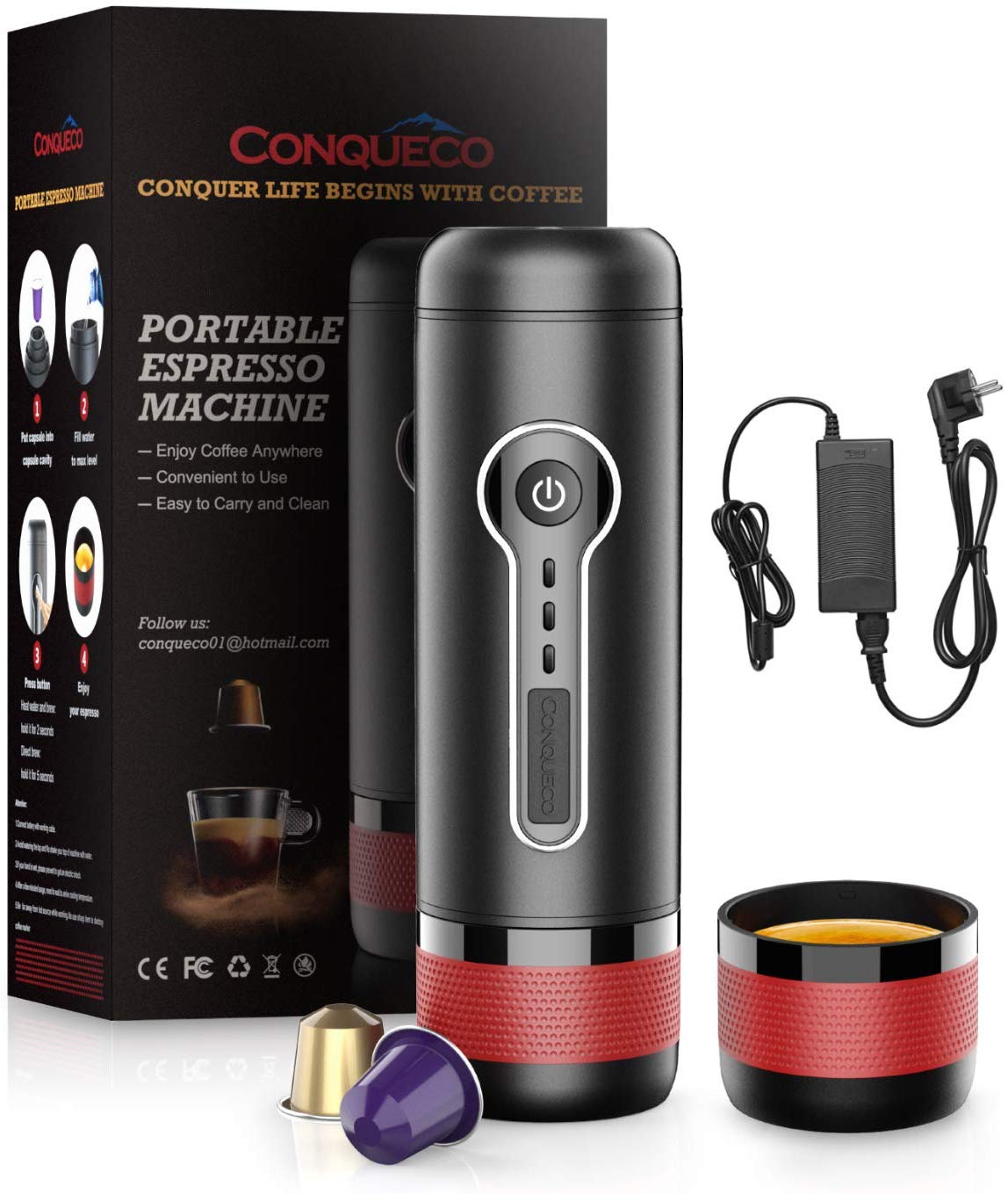 CONQUECO Portable Espresso Maker Travel Coffe…