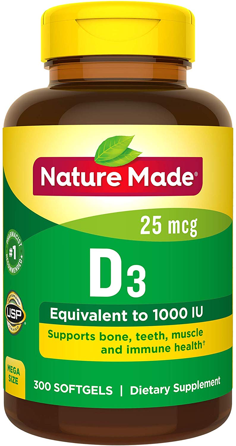 Nature Made Vitamin D3 1000 IU (25 mcg), Diet…