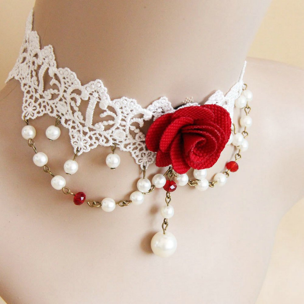 Pure Gothic Ribbon Bridal Lace Pattern Neckla…