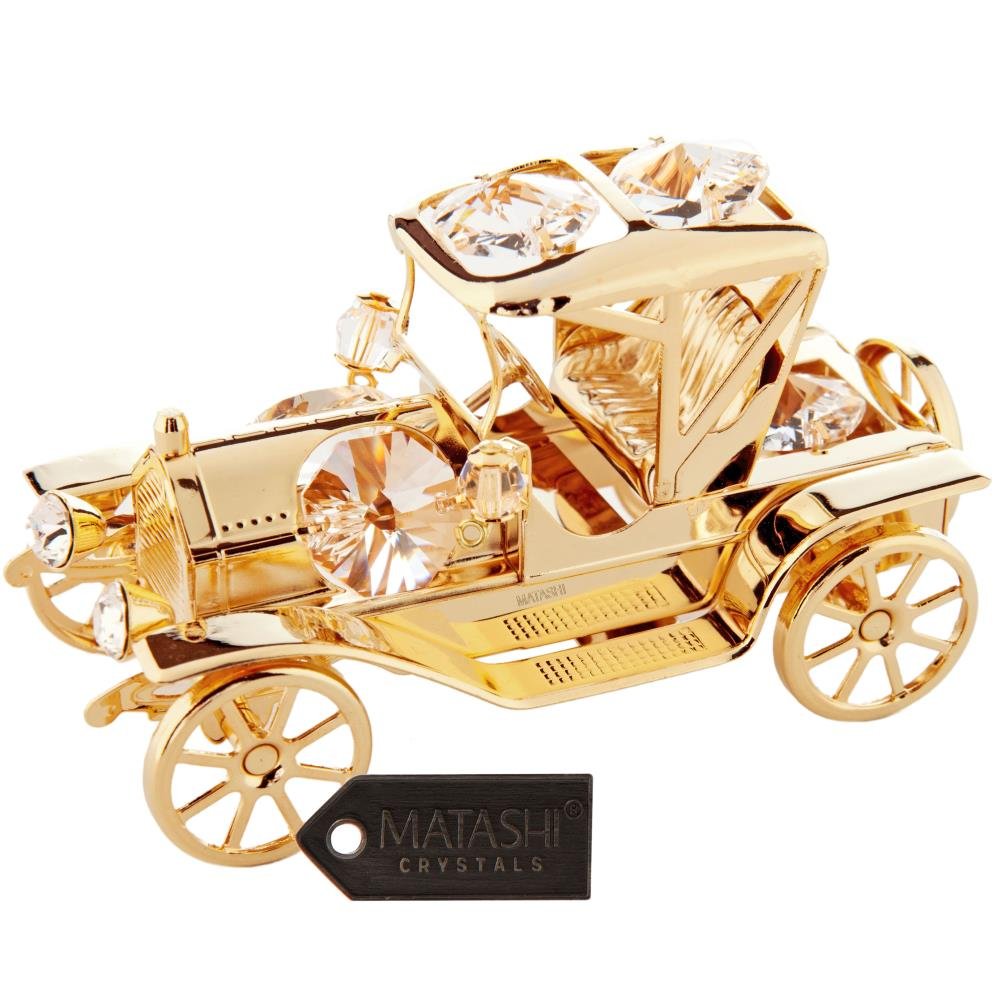 24K Gold Plated Crystal Studded Vintage Car O…