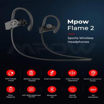 Mpow FLAME2 Bluetooth Headphones Sport, 12Hrs…