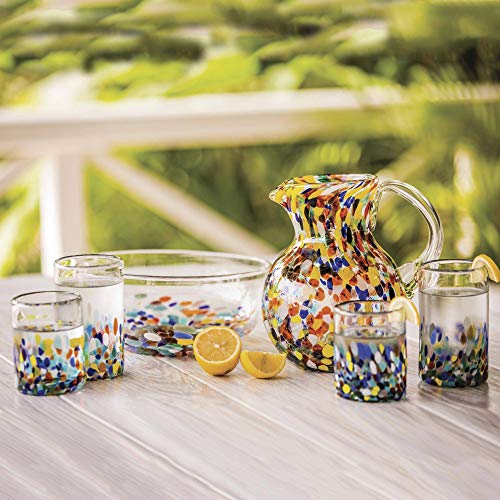 NOVICA Hand Blown Multicolor Recycled Glass T…