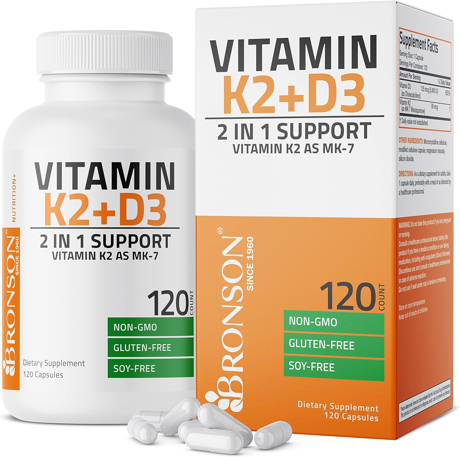 Bronson Vitamin K2 (MK7) with D3 Supplement N…