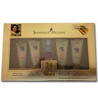 Shahnaz Husain 24 Carat Gold Skin Radiance Timeless Youth Kit with Exfoliating Scrub, Radiance Gel, 