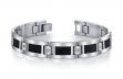 Men ID Bracelet with Black Accent Stainless Steel