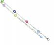 Multi-color Crystals with .925 Sterling Silver Anklet, Bracelet. 7,8,9,10,11,12,13 Inches (11 Inches