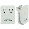 RND Compact Power Station 2.4 Amp Dual USB Ports, 2 AC Outlet Wall Charger with an attached 7 inch M