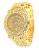 Techno Pave Totally Iced Out Pave Gold Tone Hip Hop Mens Watch