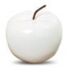 The Farm Fair Decorative Apple, Brilliant Bright White Porcelain, Brown Stem, 5 Inches Diameter x 4 