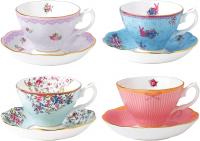 Royal Albert 40002539 Candy Teacup and Saucer Set, Set of 4, Multicolor