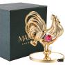 Matashi 24K Gold Plated Crystal Studded Rooster Ornament with Red and Clear Crystals