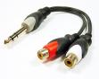 Philmore 6.35mm 1/4" Stereo Male To Dual RCA Female Y Audio Adapter Cable, 6" , 44-215