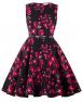 Kate Kasin Girls Sleeveless Vintage Print Swing Party Dresses