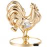 Matashi 24K Gold Plated Crystal Studded Rooster Ornament with Clear Crystals