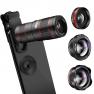 Phone Camera Lens, KNGUVTH 5 in 1 Cell Phone Lens Kit - 12X Zoom Telephoto Lens + Fisheye Lens + Sup