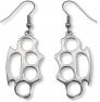 Brass knuckles Polished Silver Finish Pewter Earrings