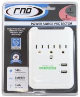 RND Wall Power Station includes 3 AC Plugs and 2 USB ports (3.4A total) with Surge for iPhone, iPad,