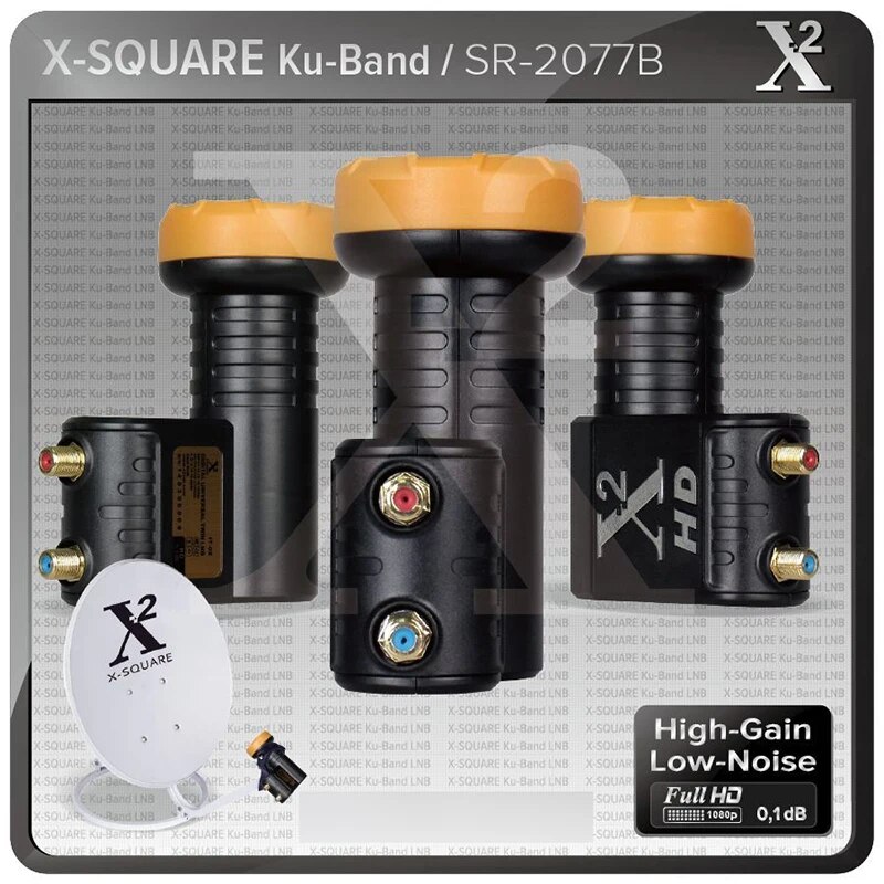 X-Square Ku Band LNB Noise Figure:0.1dB Supper Quality 4k Universal Twin LNB For Satellite TV Receiv