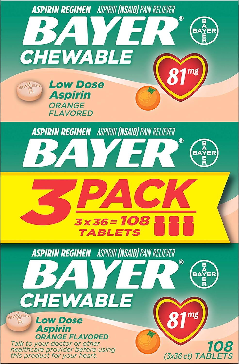 Bayer Aspirin Regimen 81mg Che…