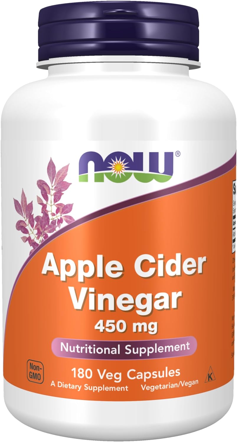 NOW Supplements, Apple Cider Vinegar 450 mg, Derived from Fermentation of Sweet Apple Cider, 180 Veg