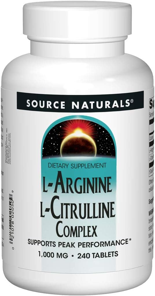 Source Naturals L-Arginine L-Citrulline Complex, 1000 MG, Supports Peak Performance,240 Tablets