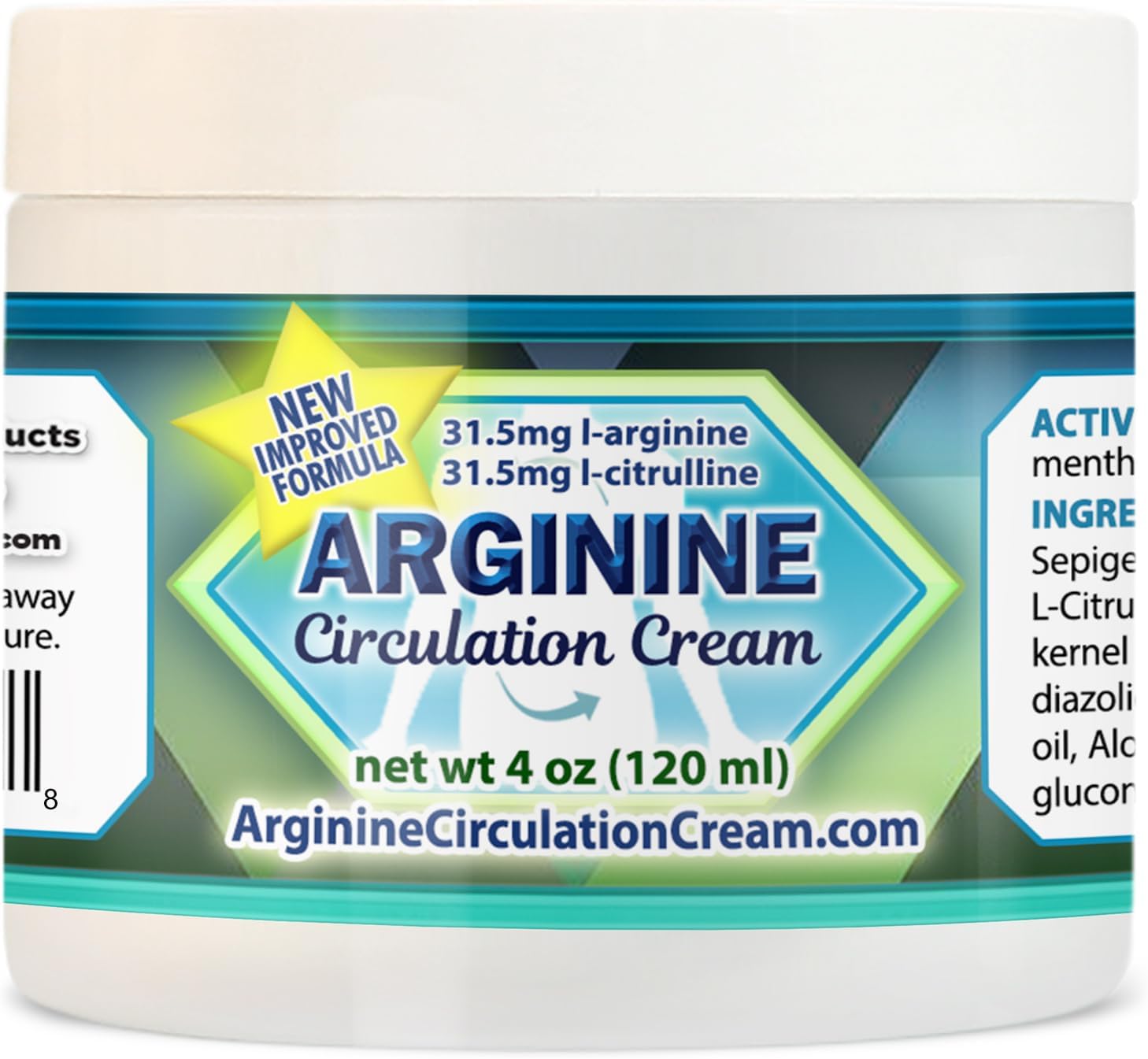 Arginine Circulation Cream 4 ounces - Menthol, L Argini