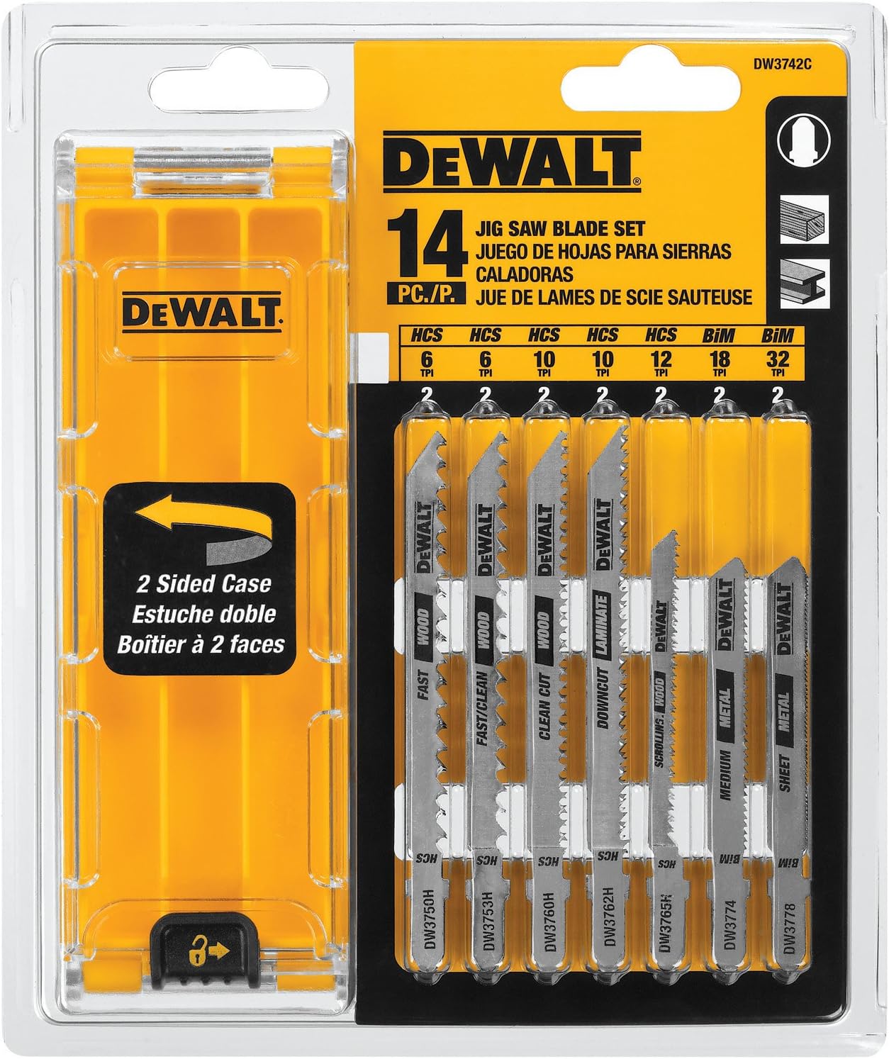 DEWALT Jigsaw Blades Set with Case, T-Shank, 14-Piece (DW3742C)