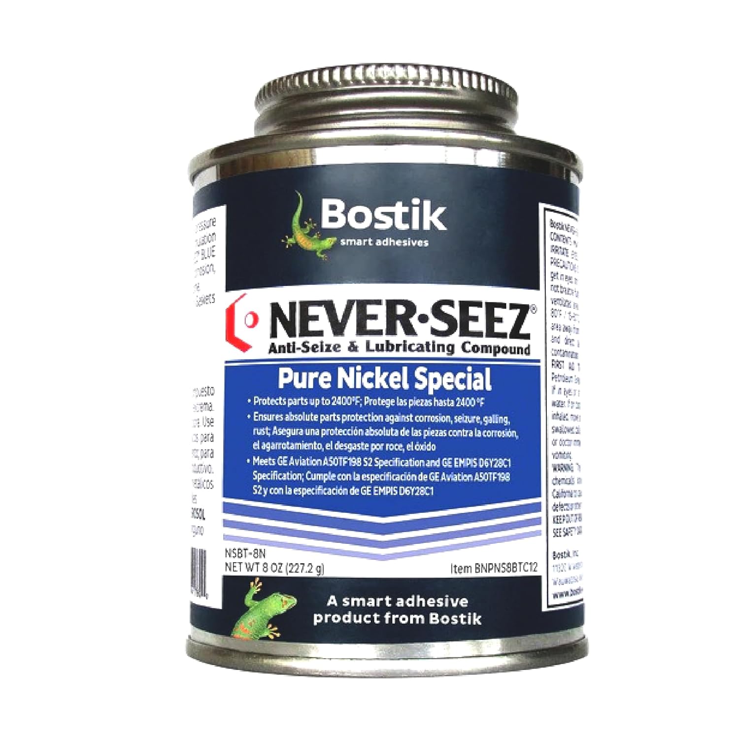 Never-Seez NSBT-8N Silver Pure Nickel Special Anti-Seize Compound, -297 Degree F Lower Temperature R