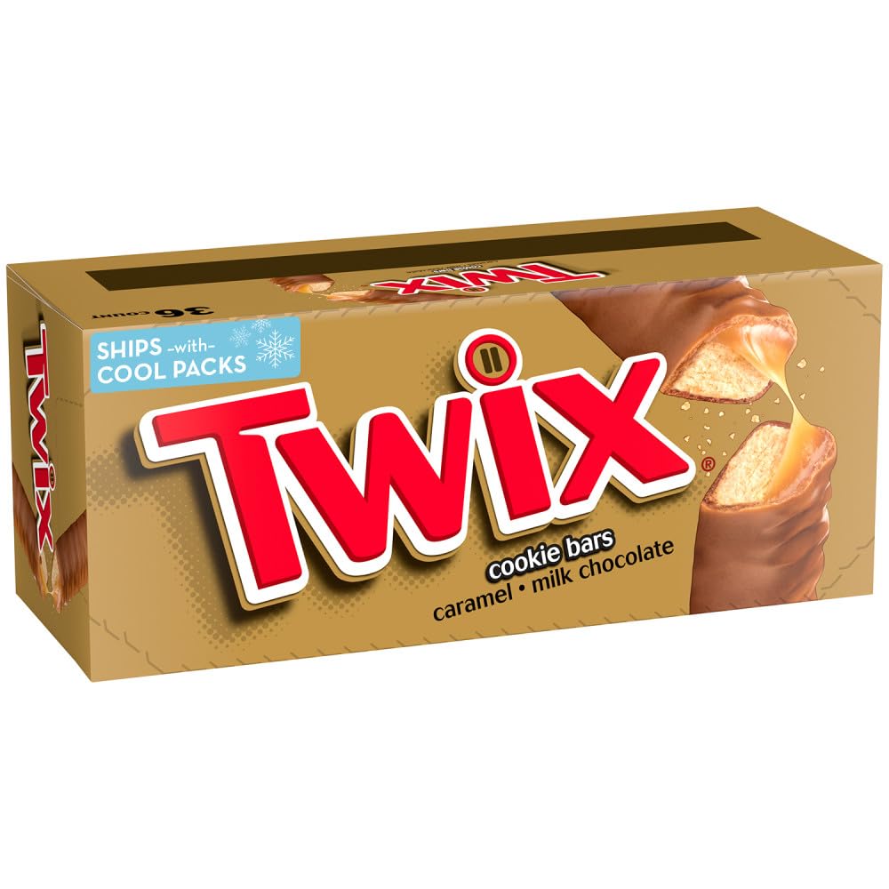 TWIX Caramel Singles Size Chocolate Cookie Bar Candy 1.79-Ounce Bar 36-Count Box