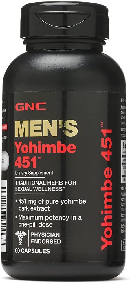 GNC Men s Yohimbe 451, 60 Capsules, Supports Sexual Health