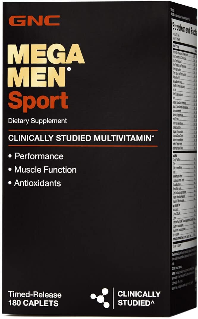 GNC Mega Men Sport Daily Multivitamin for Performance, Muscle Function, and General Health -180 Coun