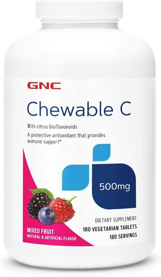GNC Chewable C 500 MG - Chewable Mixed Fruit - 180 Vegetarian Tablets