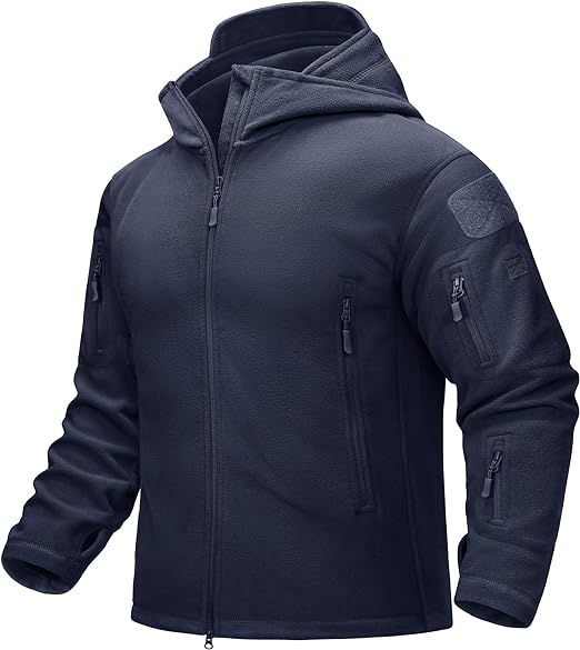 TACVASEN Men's Tactical Jacket Fleece Hoodie Full Zip U