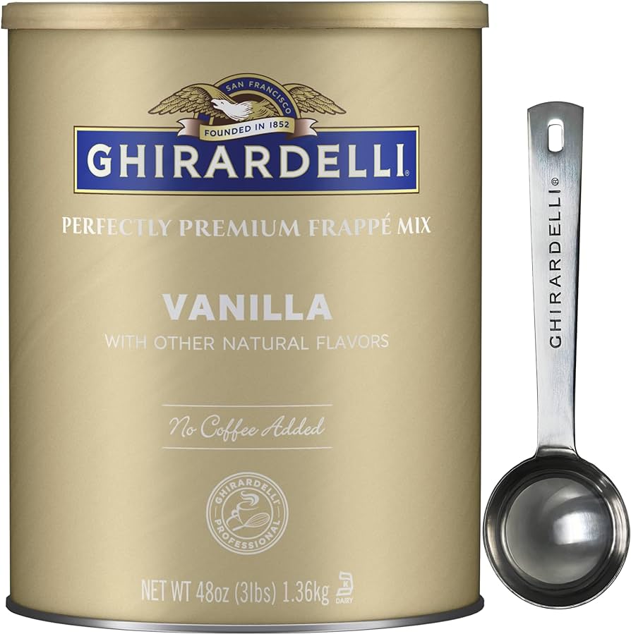 Ghirardelli Vanilla Premium Frappe Mix 3 lb Can with Gh