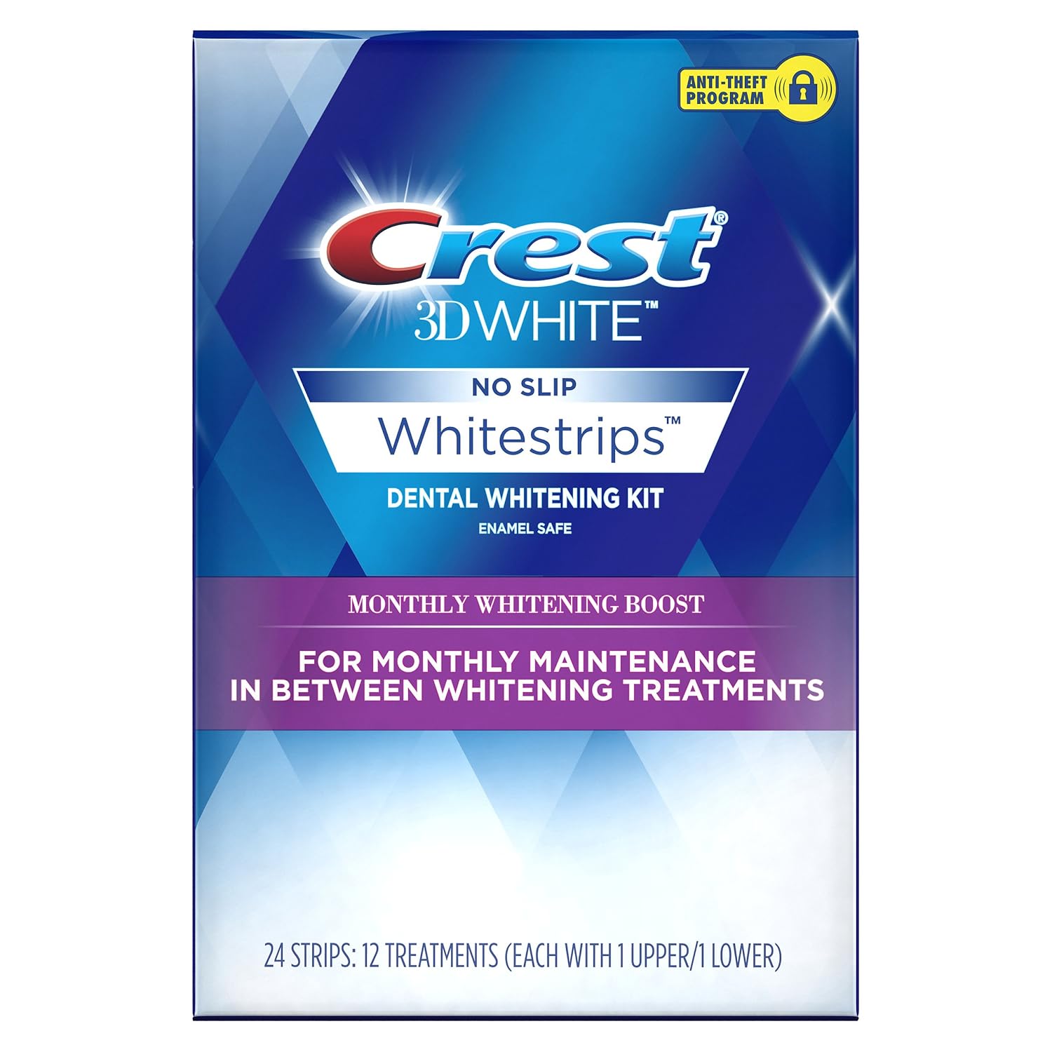 Crest 3D White Monthly Whitening Boost Dental Kit, Teeth Whitening Strips Kit, 12 Treatments