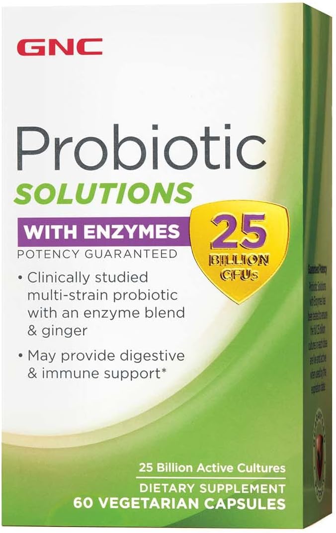 GNC Probiotic Solutions with Enzymes with 25 Billion CFUs | Clinically Studied Multi-Strain, Support