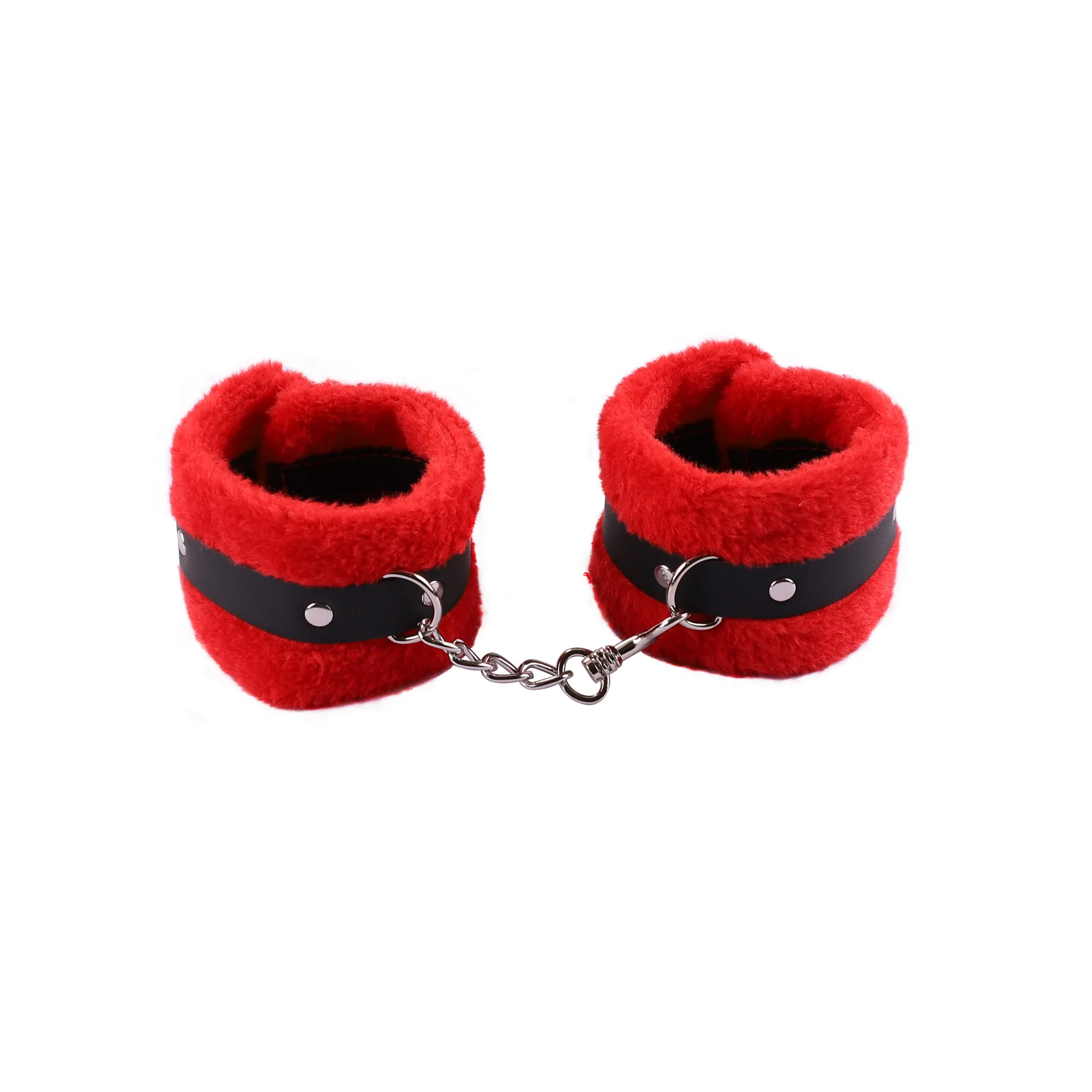 Fluffy Handcuffs Toy Adjustable PU Leather Plush Handcu