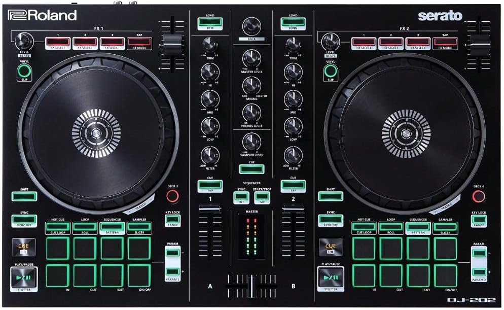 Roland DJ-202 2-Channel Serato DJ Controller with Drum Machine