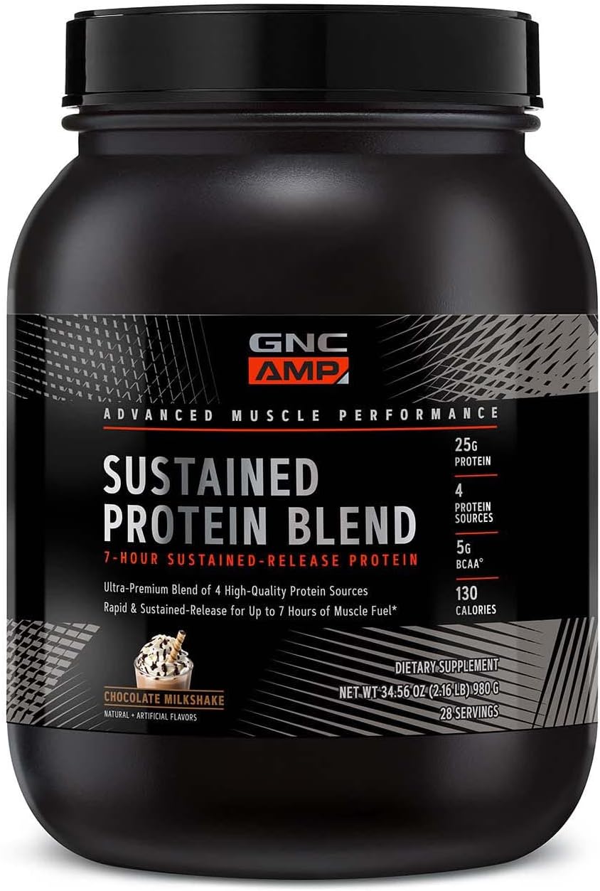 GNC AMP Sustained Protein Blend | Targeted Muscle Building and Exercise Formula | 4 Protein Sources 