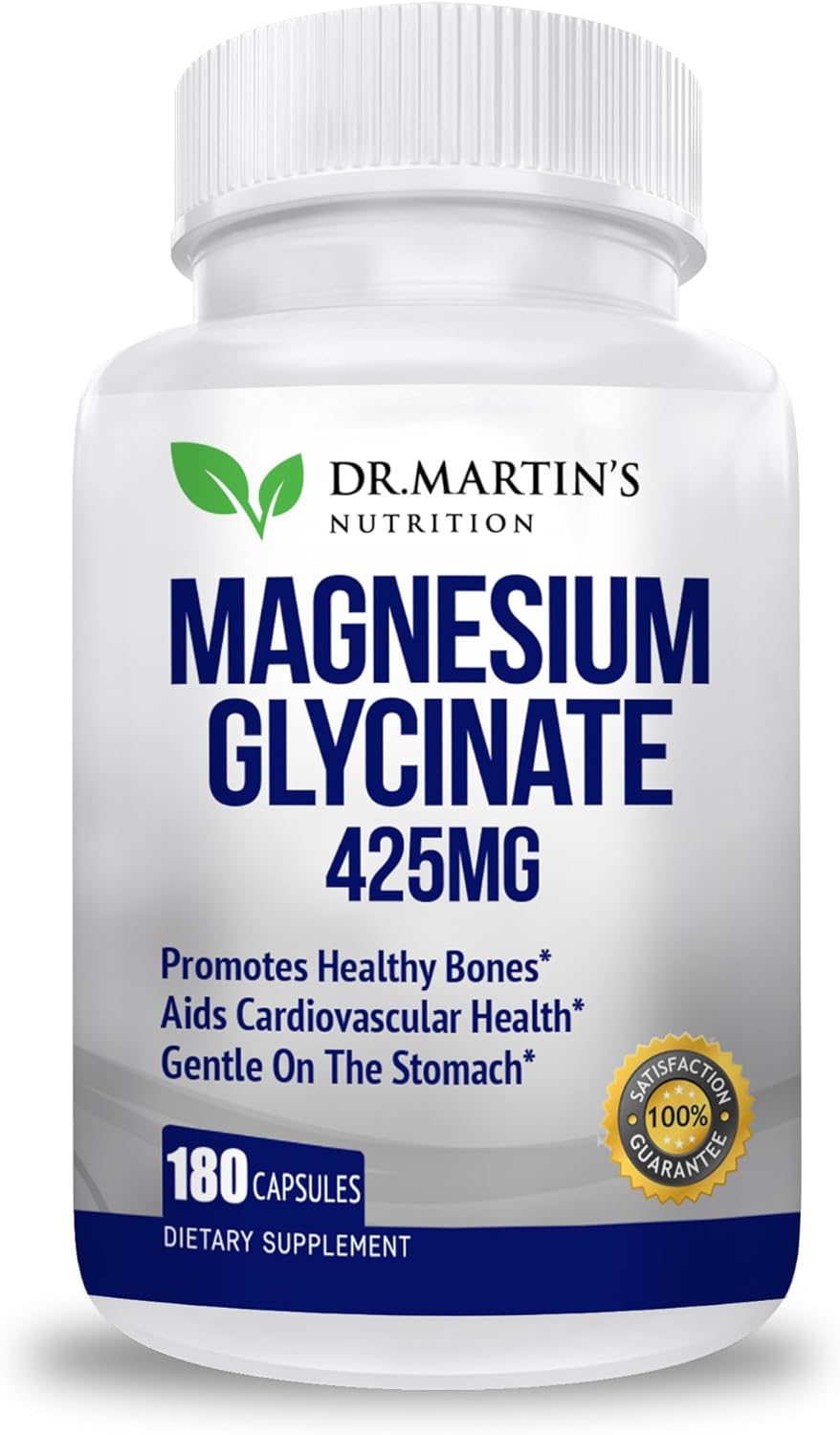 Premium Magnesium Glycinate 425mg - 180 Vegan Capsules 