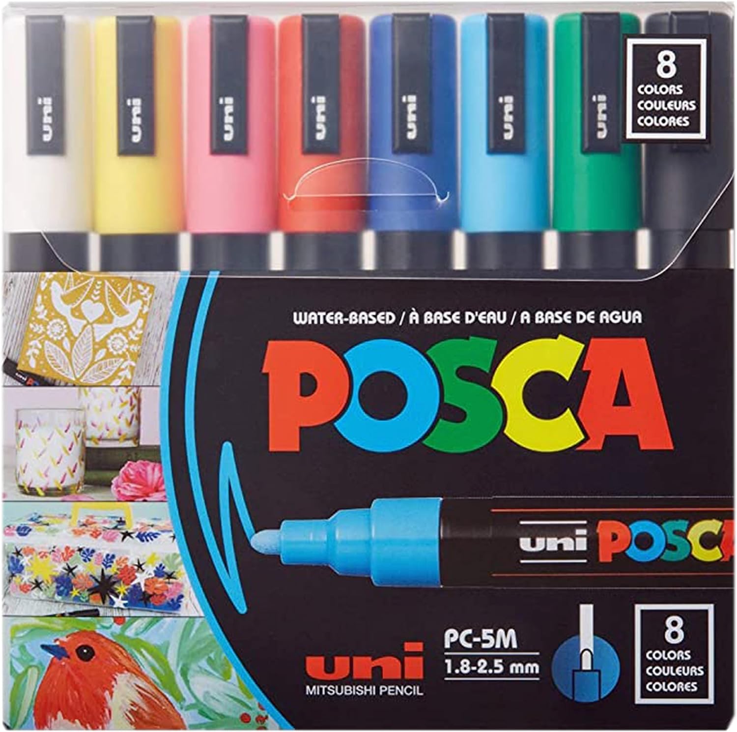 8 Posca Paint Markers, 5M Medium Markers with Reversibl