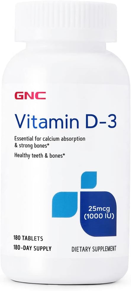 GNC Vitamin D-3 25mcg, 180 Tablets, Supp…