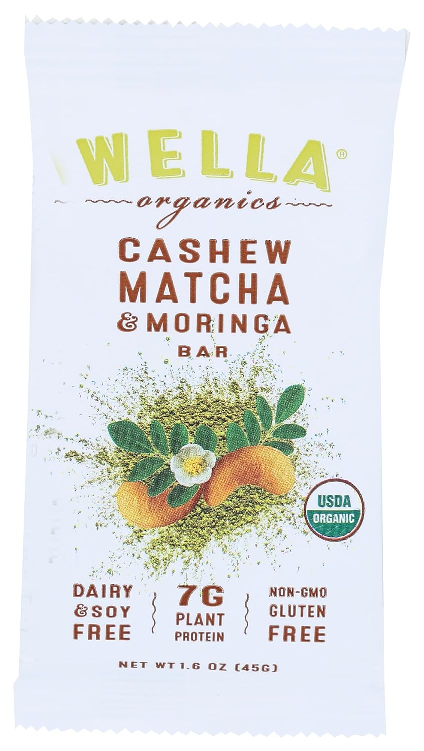 WELLA BAR Organic Cashew Matcha & Moringa Bar, 1.6 OZ