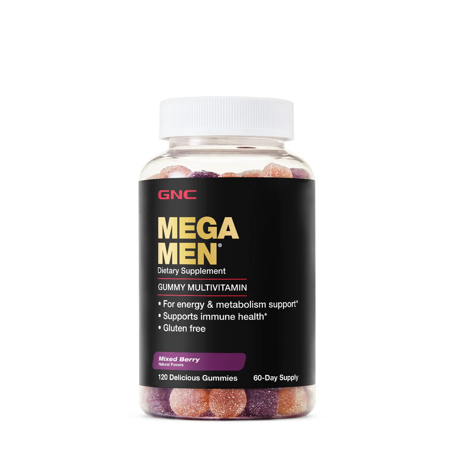 GNC Mega Men Gummy Multivitamin | Supports Energy, Metabolism, and Immune System, Gluten Free | Mixe
